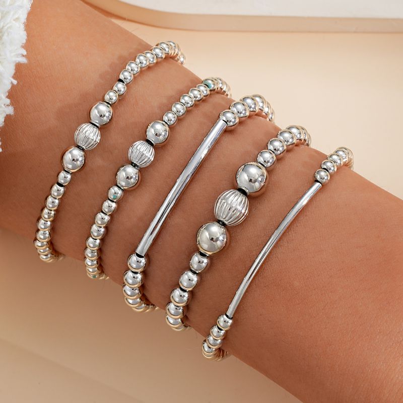 Conjunto De Pulsera De Cuentas Redondas De Aleación