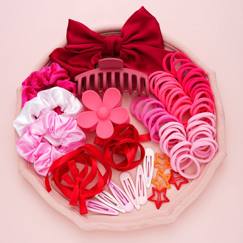 Juego De Pinzas Para El Cabello Con Lazo De Flores De Tela
