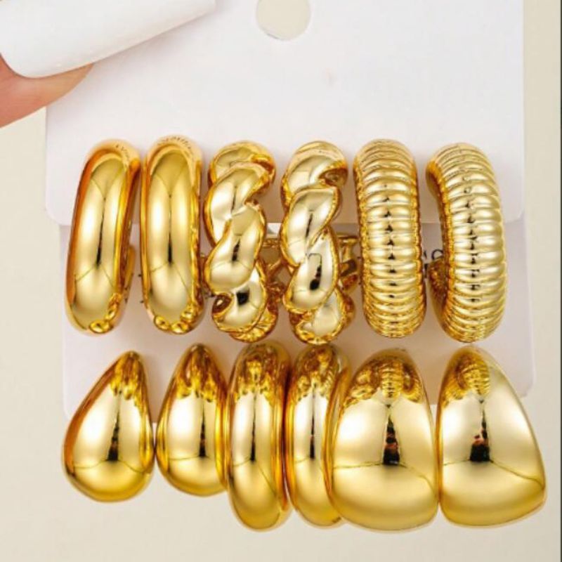 Juego De Pendientes Colgantes Metálicos Brillantes
