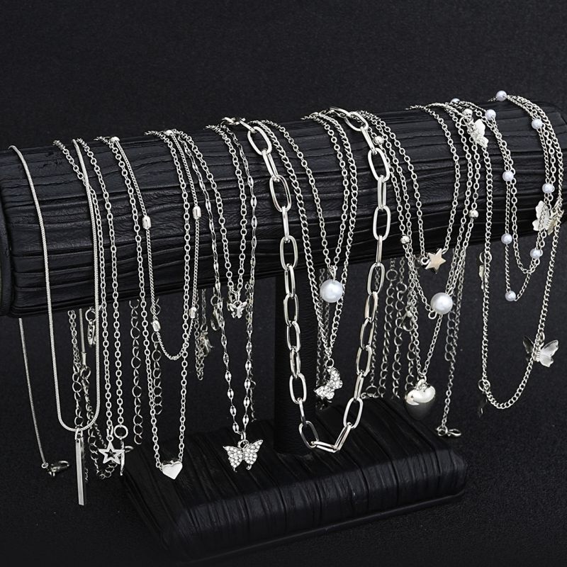 Conjunto De Collar De Mariposa Con Corazón De Perla De Aleación