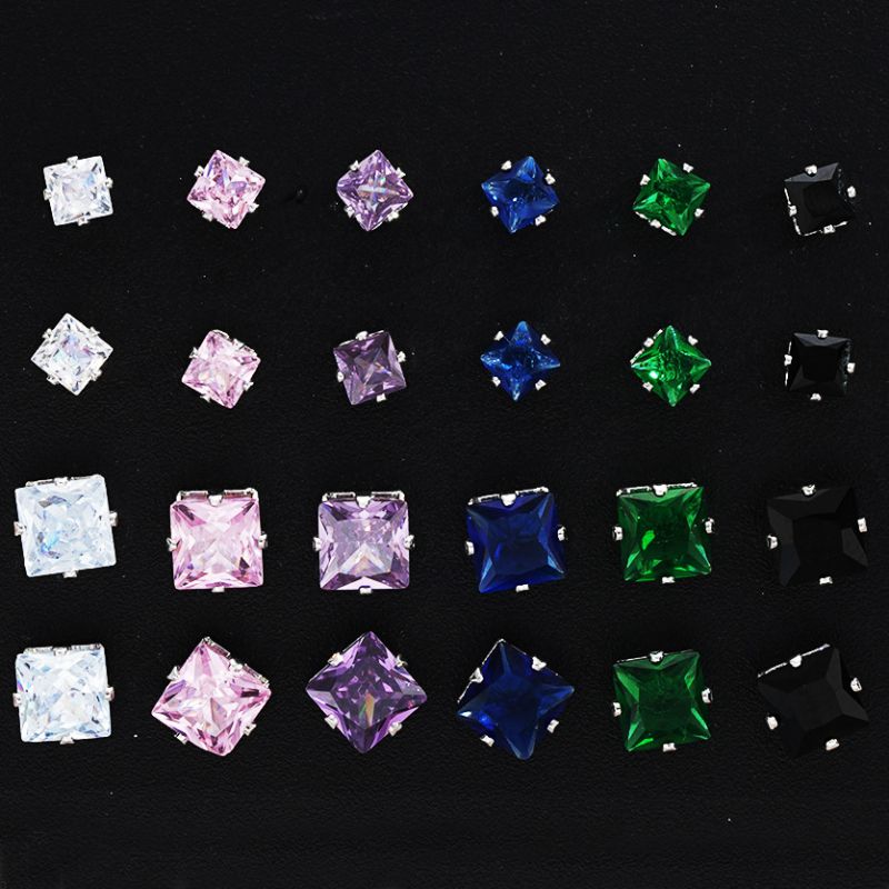 Juego De Pendientes Cuadrados De Aleación De Diamantes