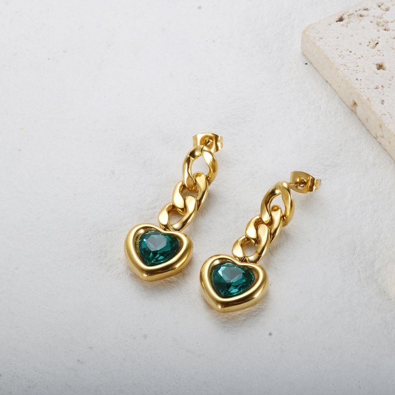 Pendientes De Acero Inoxidable Con Forma De Corazón De Diamantes