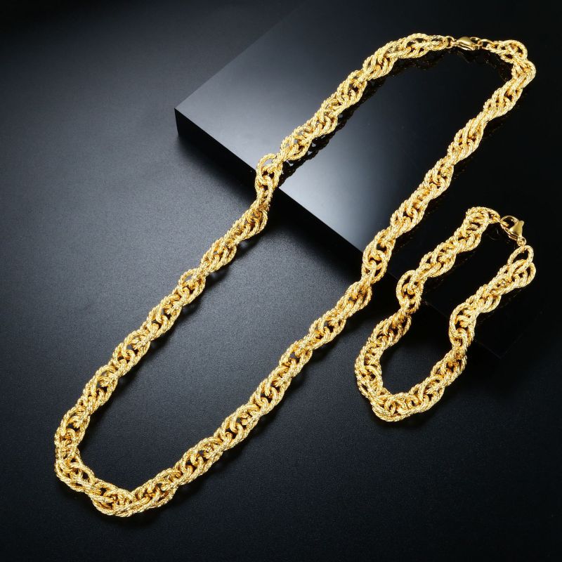 Gold Twist Bracelet Stainless Steel Geometric Chain Men's Bracelet