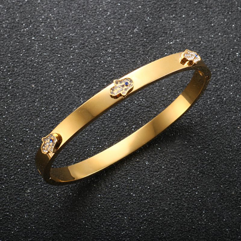 Pulsera De Acero Inoxidable Con Diamantes En Forma De Palma