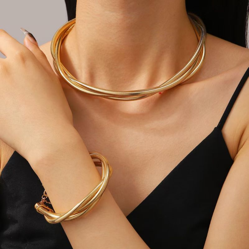 Pulsera De Cadena De Hueso De Serpiente De Metal