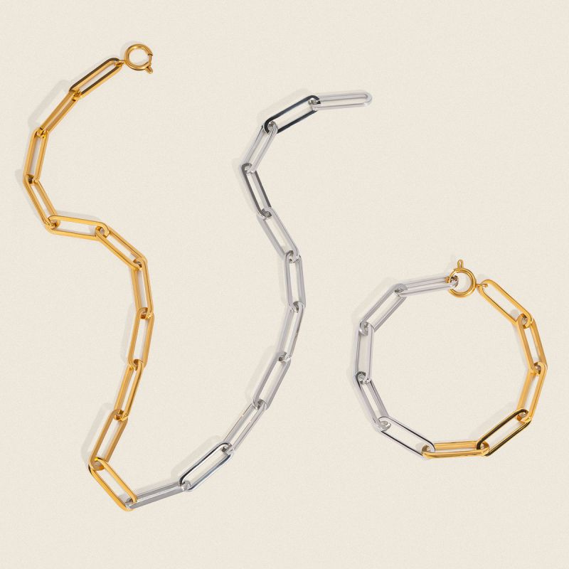 Bracelet Stainless Steel Contrast Color Chain Bracelet
