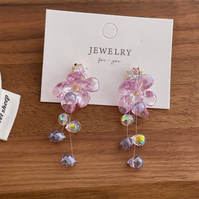 Pendientes Largos Con Borlas De Flores