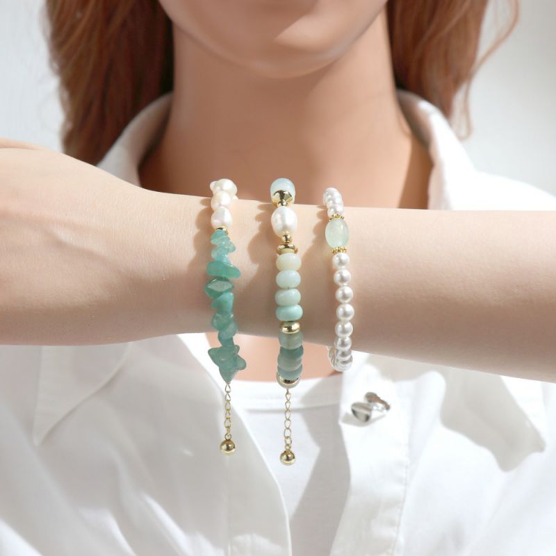 Pulsera De Cuentas Geométricas De Perla