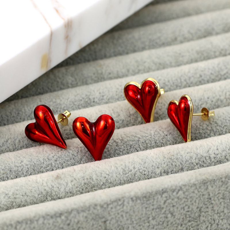 Pendientes De Corazón Con Gotas De Aceite De Cobre
