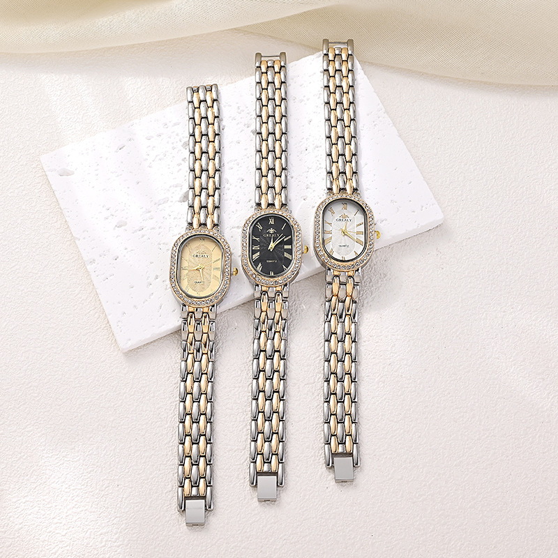 Reloj Ovalado De Acero Inoxidable