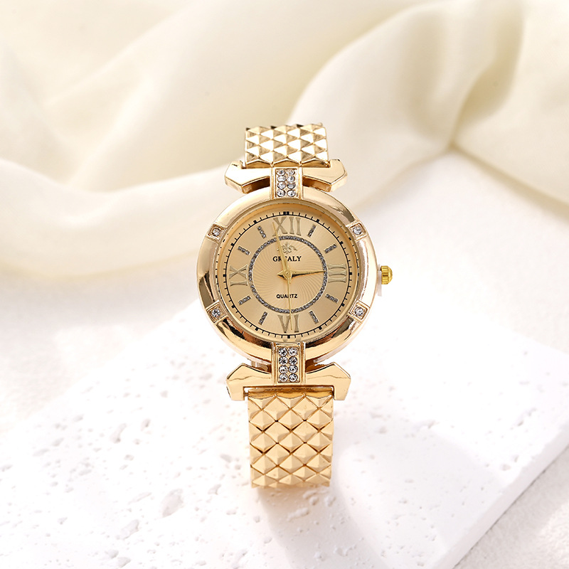 Reloj Redondo De Acero Inoxidable Con Diamantes