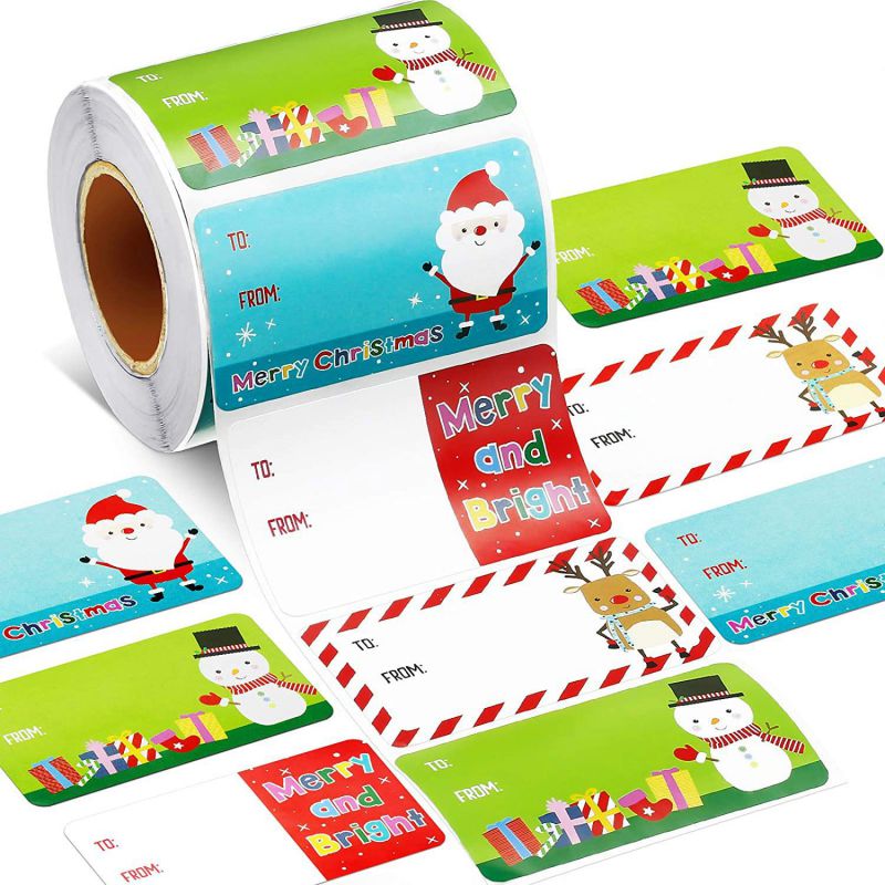 (200 Posts) Christmas Printed Sticker Labels In Rolls (*2)