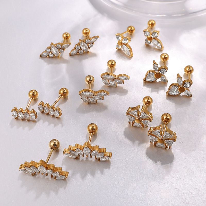 Pendientes Geométricos De Metal Con Diamantes