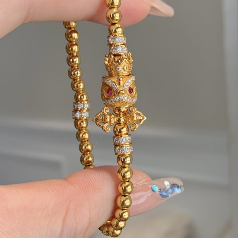 Pulsera Vajra De León Con Cuentas De Cobre