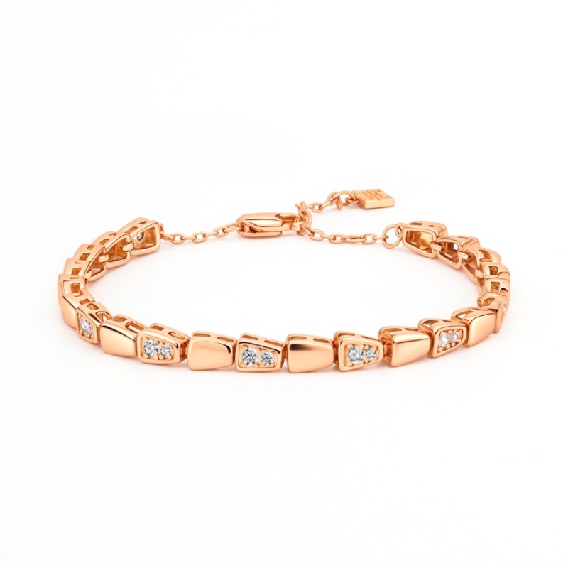 Pulsera De Serpiente De Cobre Y Diamantes