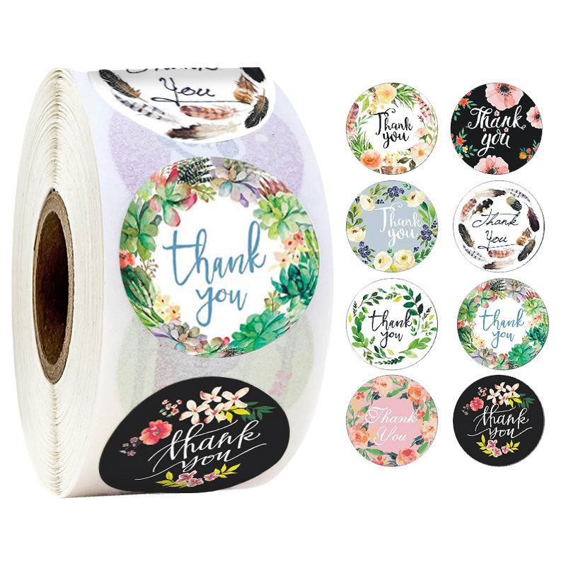1.5 Inches-3.8 Cm (cy11) Roll Printed Thank You Seal Sticker (*2)