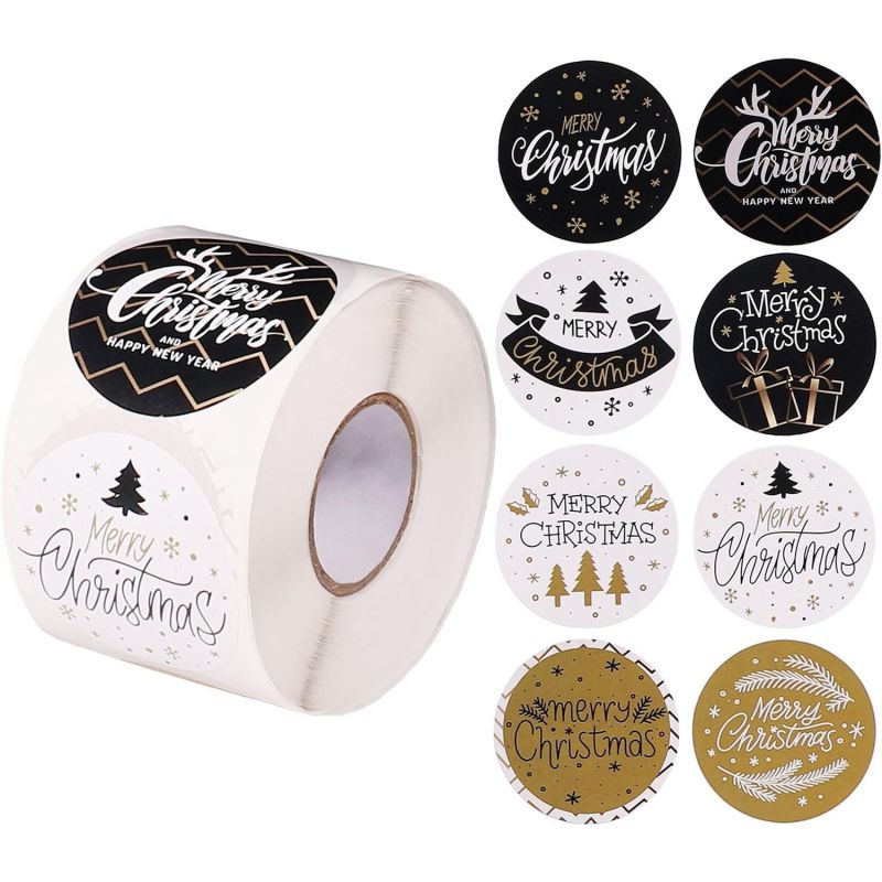 Color Christmas Printed Sticker Labels In Rolls (*2)