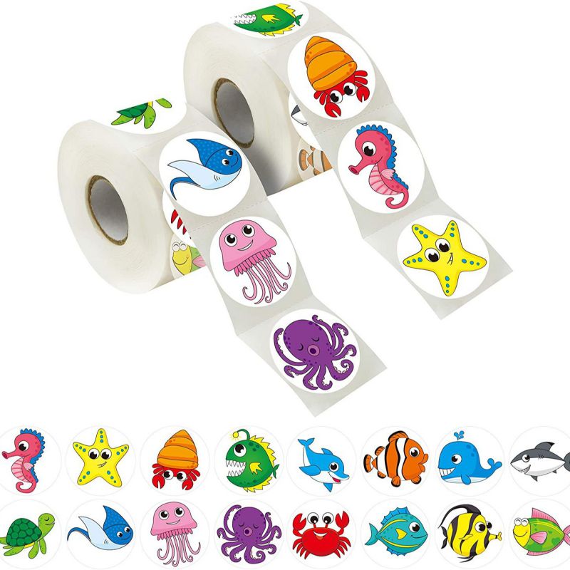 Cartoon 17# 500 Pcs Rolls Of Children's Animal Stickers (*2)