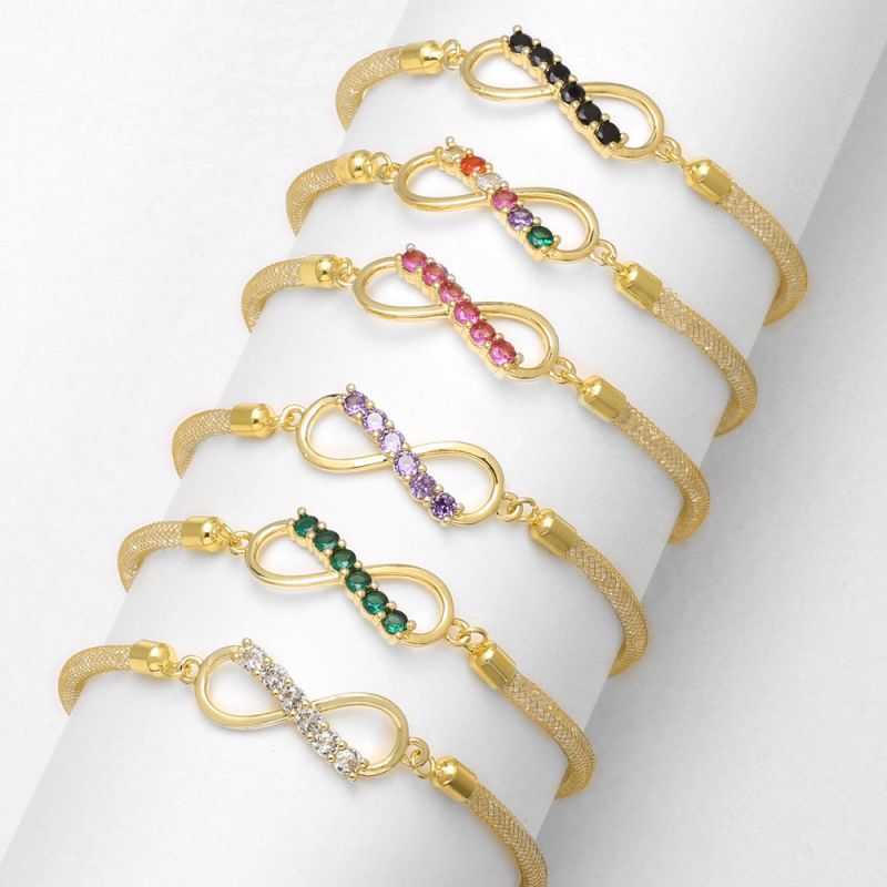 Pulsera Con Símbolo De Cobre Y Diamantes Bañada En Oro