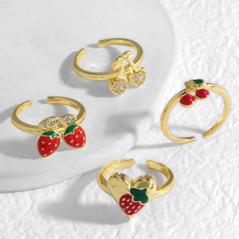 Anillo De Cobre Con Cereza Y Fresa