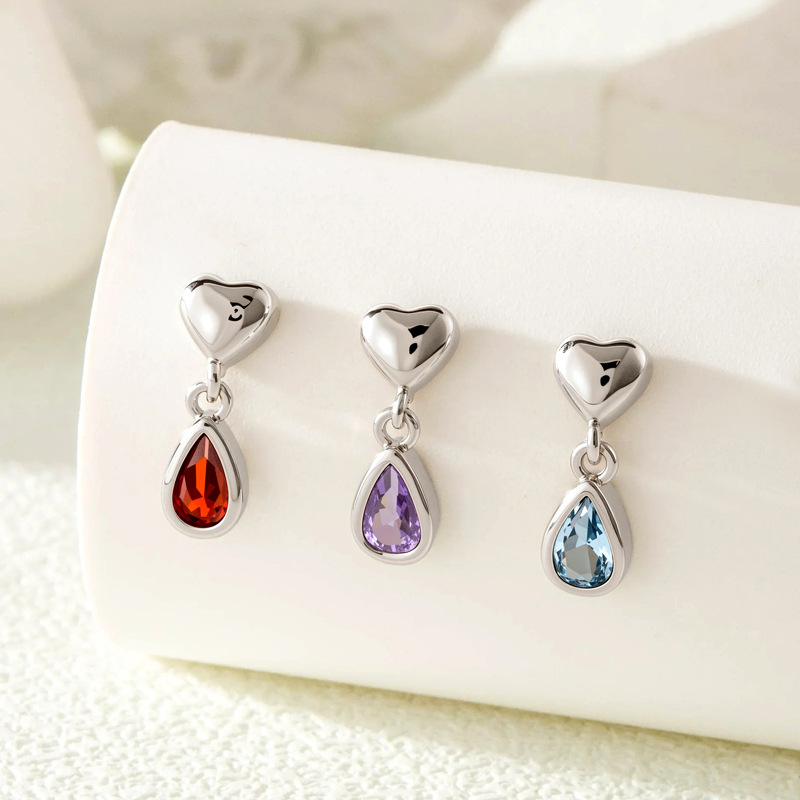 Pendientes De Metal Con Forma De Corazón De Diamante Y Lágrima [individual]