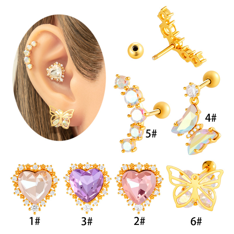 Pendientes De Mariposa De Metal Con Diamantes [individual]
