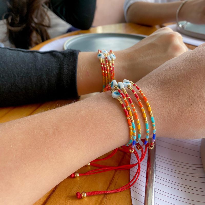 Pulsera Trenzada De Cuentas De Arroz Arcoíris