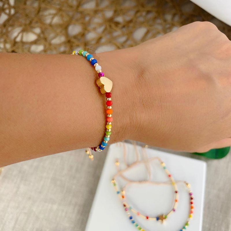 Pulsera De Cuentas De Cristal Arcoíris