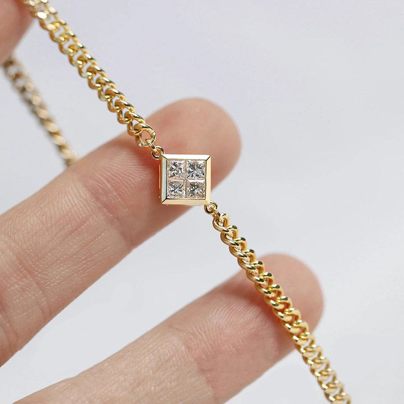 Pulsera Cuadrada De Diamantes De Cobre