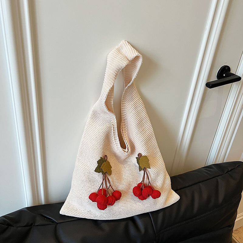 Green Cotton Knit Shoulder Bag