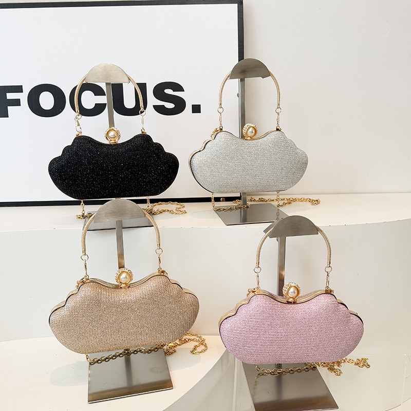 Purple Polyester Clip Irregular Crossbody Bag
