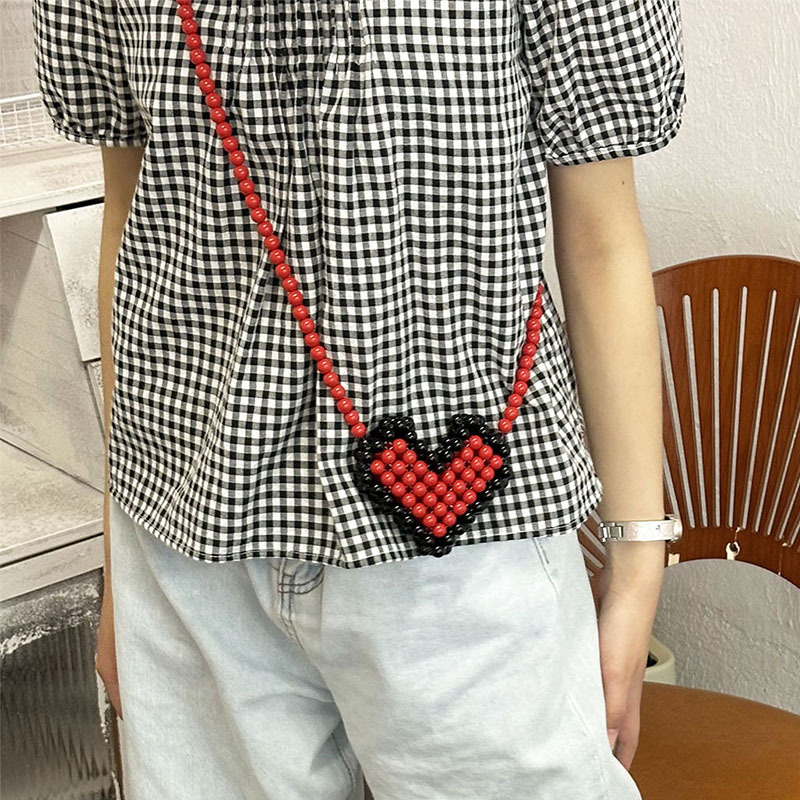 Pure Edge Pvc Beaded Heart Crossbody Bag