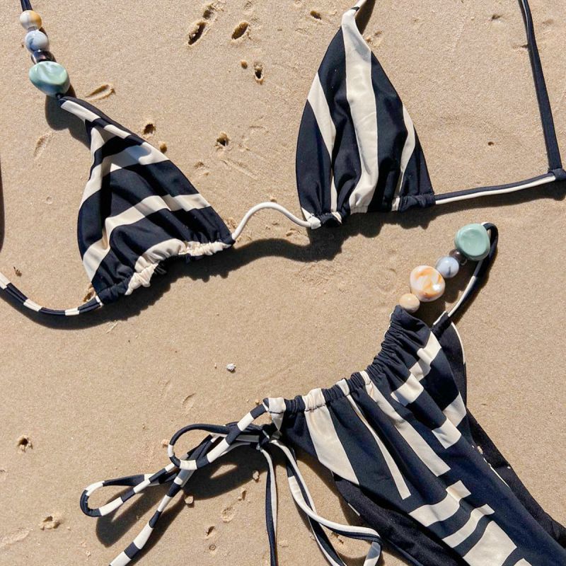 Black Striped Two-piece Swimsuit Bikini