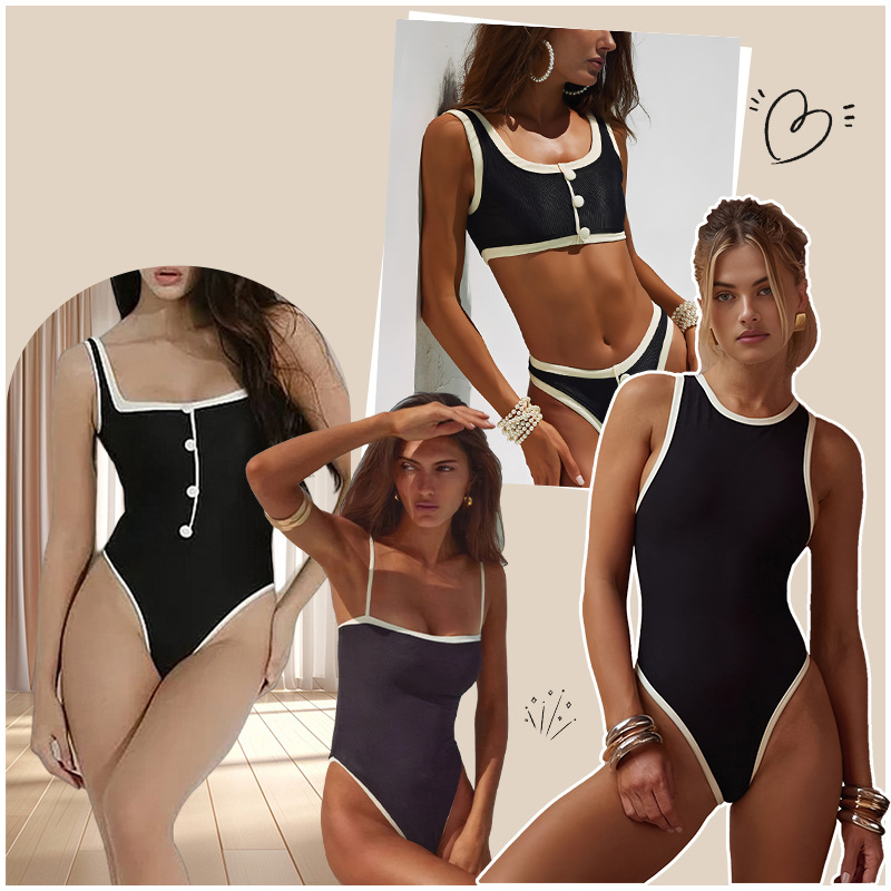 9# Colorblock Open Back One Piece Swimsuit