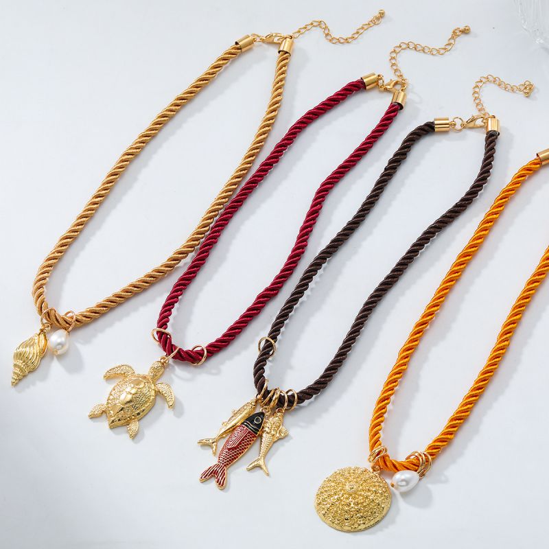 Conjunto De Pulsera De Aleación Con Forma De Tortuga Y Pez Pequeño