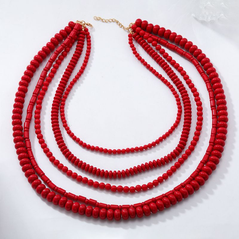 Collar Trenzado Multicapa Con Cuentas