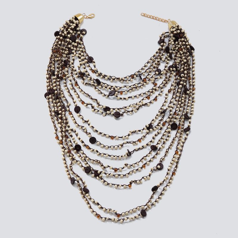 Collar De Cuentas De Arroz Multicapa