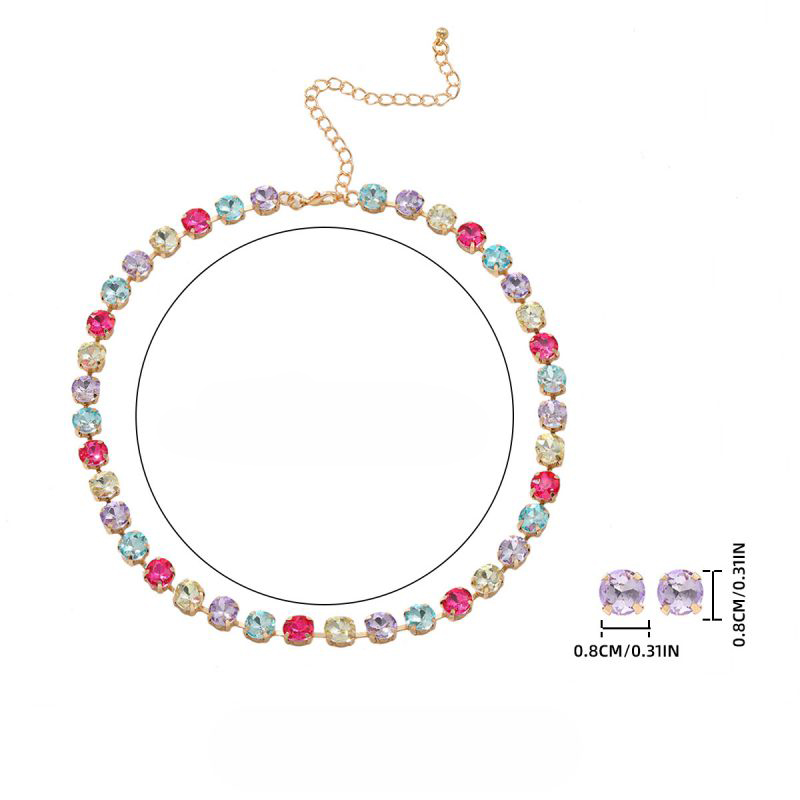 Conjunto De Collar Y Pendientes Con Diamantes De Imitación Redondos