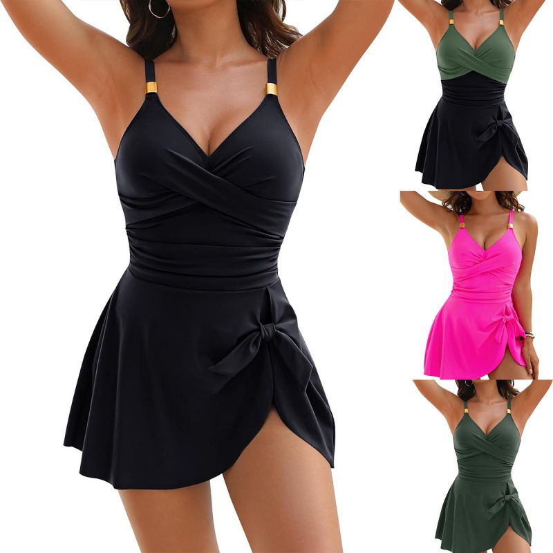 Traje De Baño De Una Pieza De Nailon Con Cuello En V