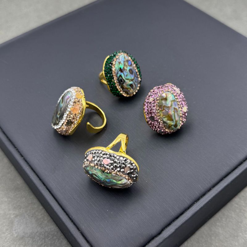 Anillo De Abulón Con Diamante