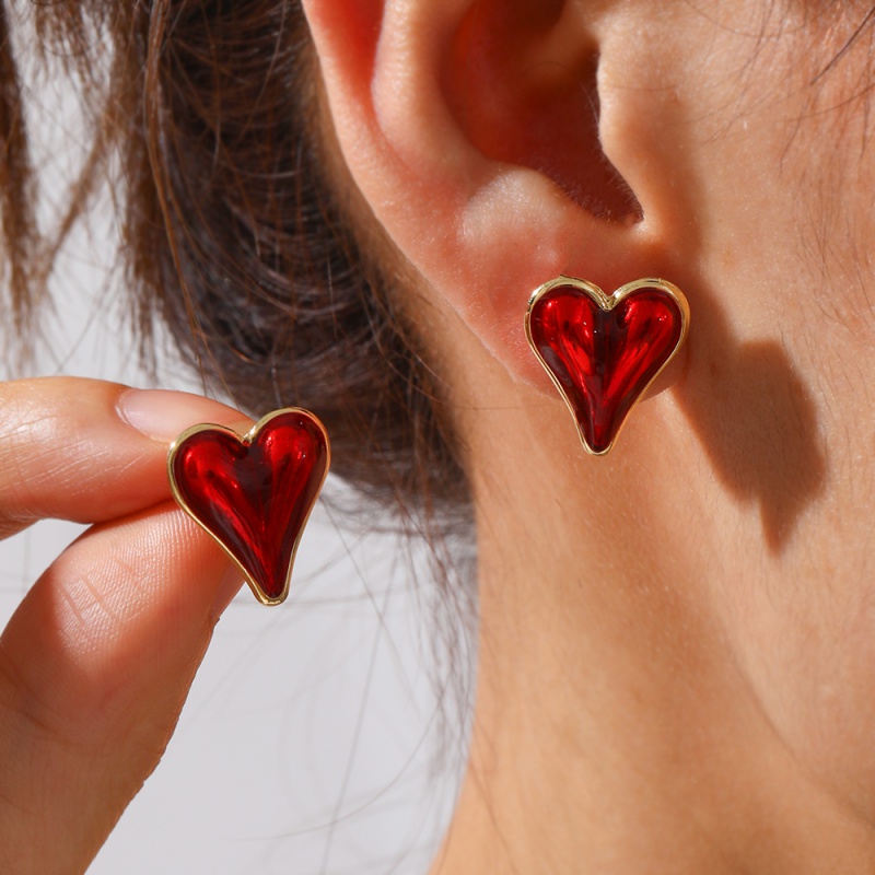 Pendientes De Corazón Con Gotas De Aceite De Cobre