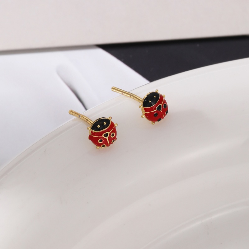 Pendientes De Mariquita De Cobre Con Gotas De Aceite