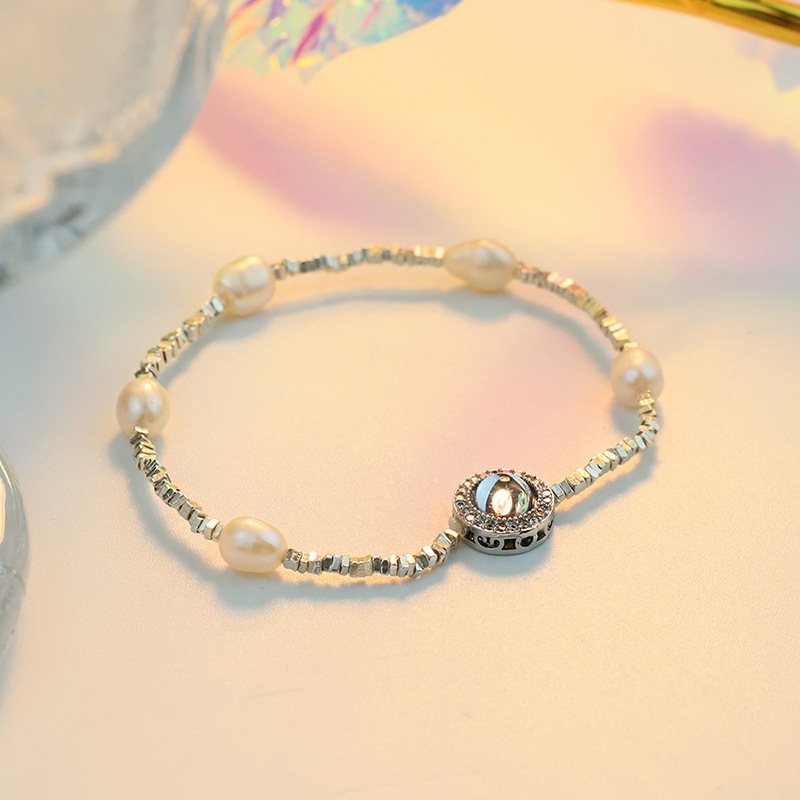 Pulsera Redonda De Diamantes De Metal