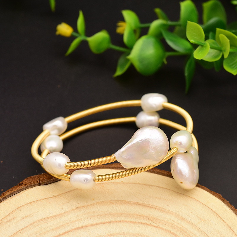 Pulsera De Perlas Redondas Irregulares