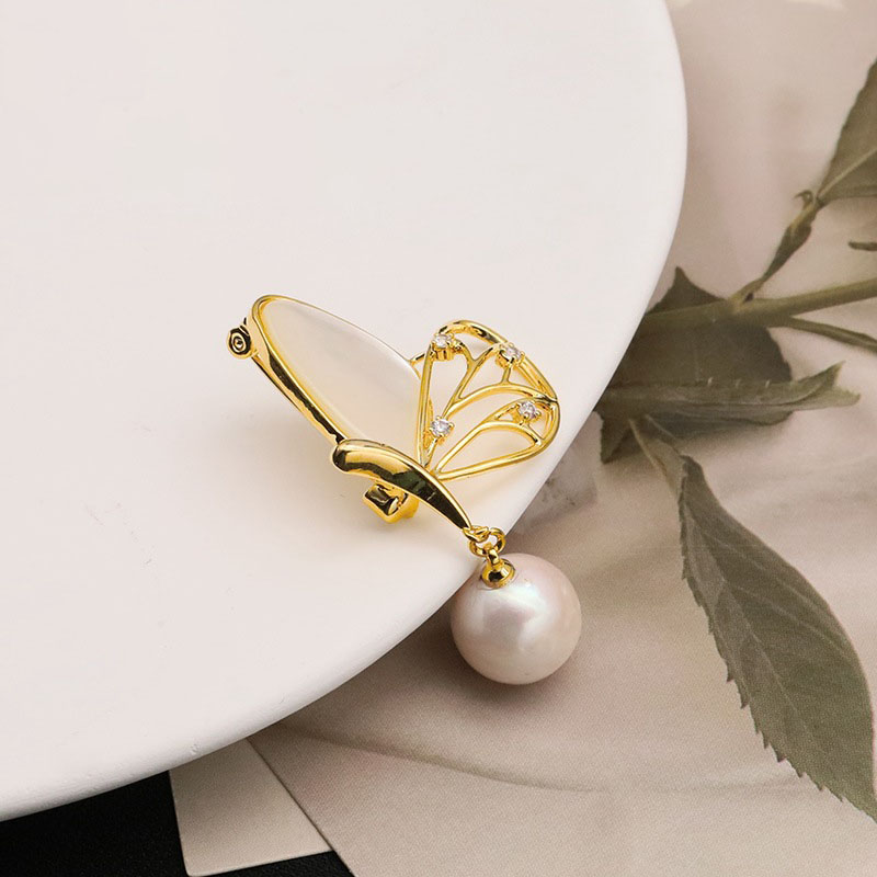 Broche De Mariposa De Perla