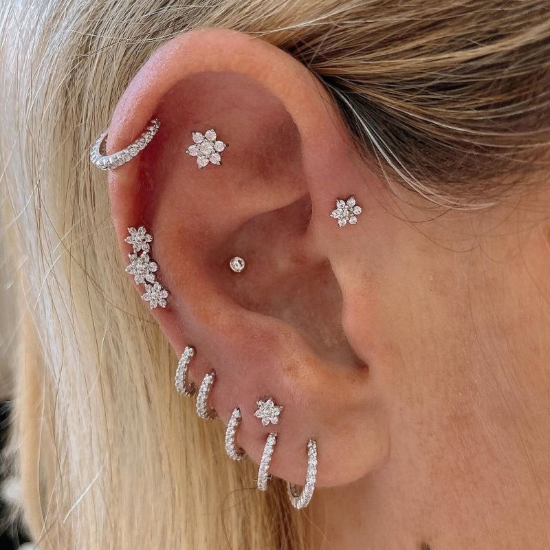 Conjunto De Pendientes Geométricos De Cobre Y Diamantes
