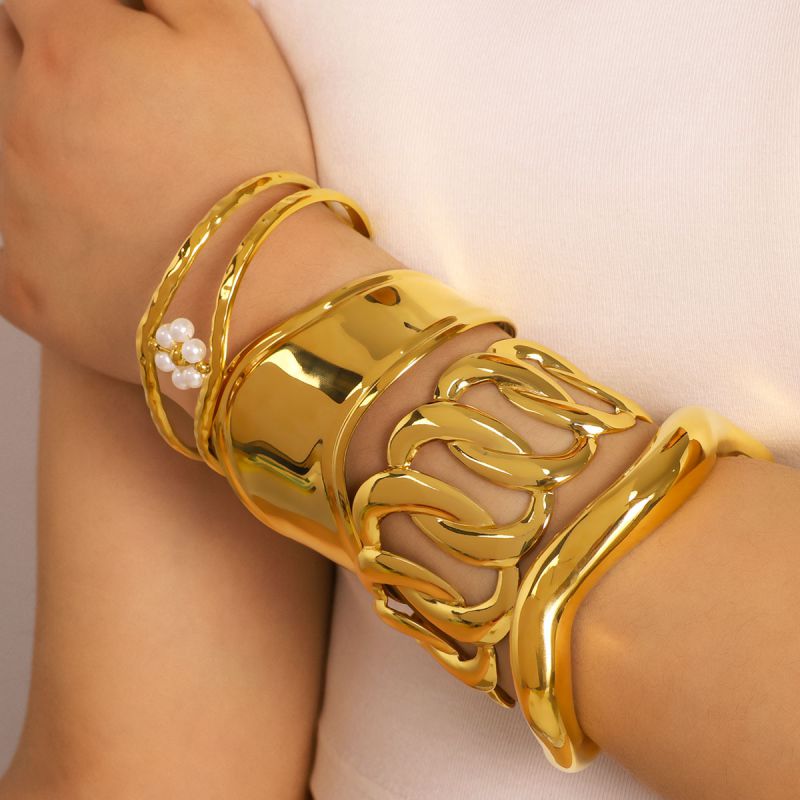 Pulsera Redonda Irregular De Acero Inoxidable