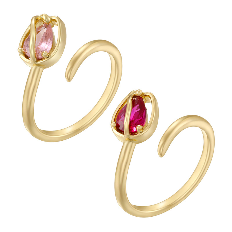 Anillo De Flor De Cobre Con Diamantes