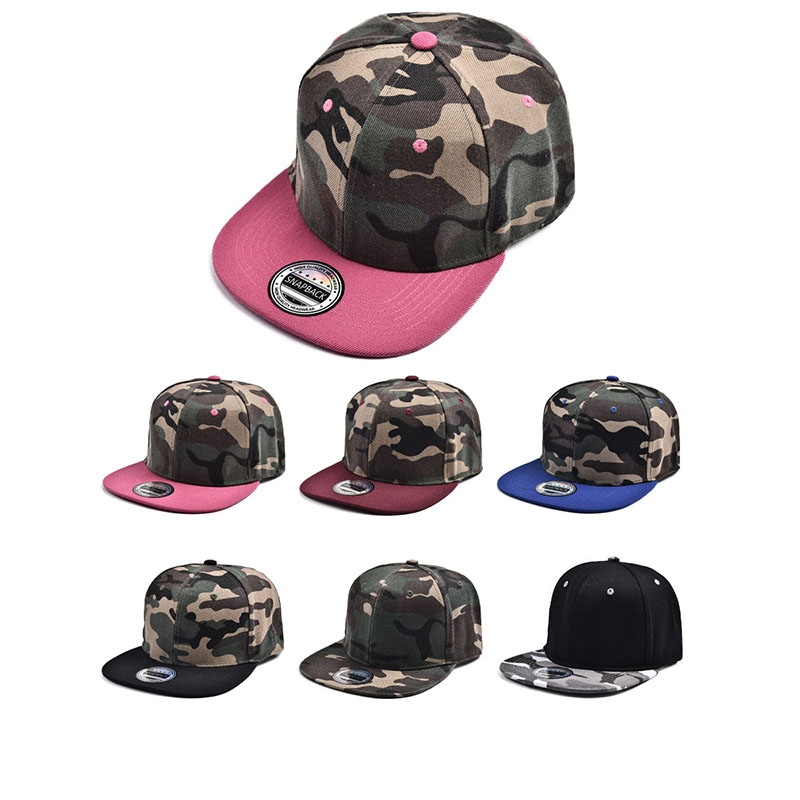 Gorra De Béisbol De Visera Plana Con Estampado De Camuflaje De Poliéster
