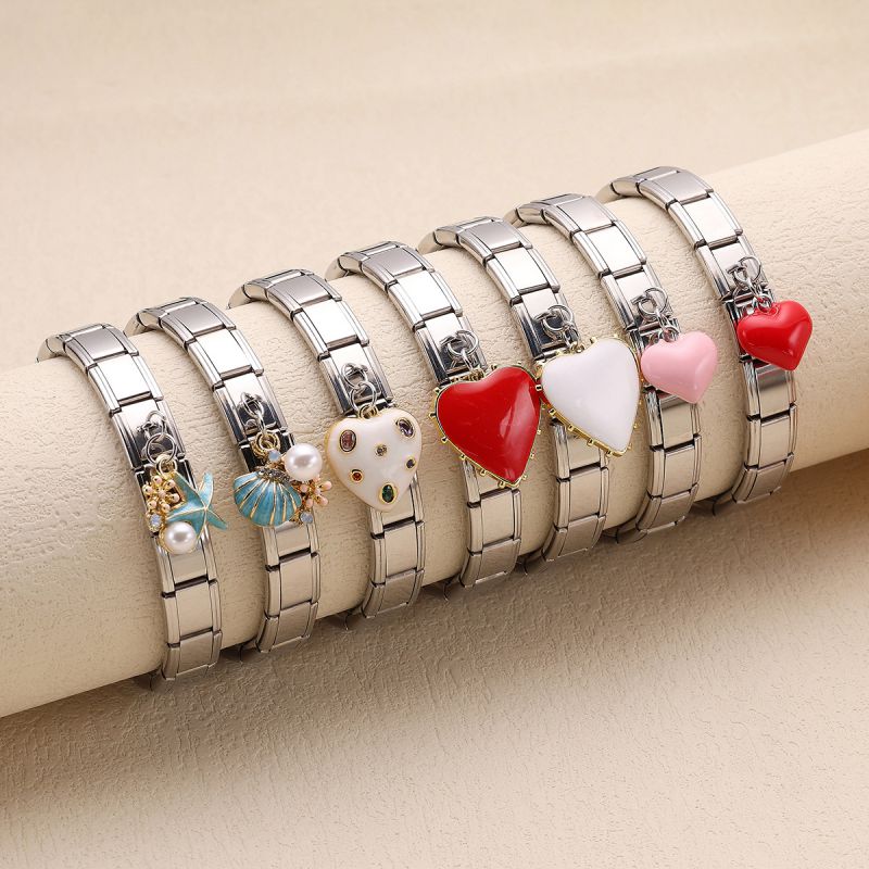 Pulsera De Acero Inoxidable Con Módulo De Corazón